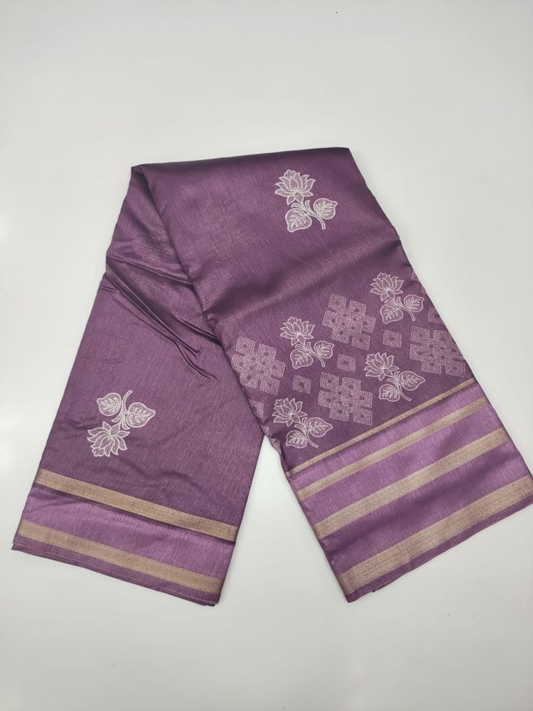     			Rekha Maniyar Cotton Printed Saree With Blouse Piece - Purple ( Pack of 1 )