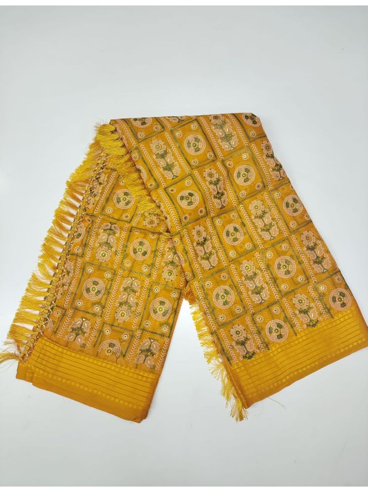     			Rekha Maniyar Georgette Printed Saree With Blouse Piece - Yellow ( Pack of 1 )