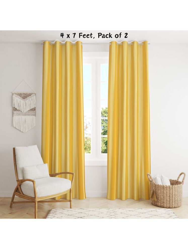     			SWIZIER Solid Room Darkening Eyelet Curtain 7 ft ( Pack of 2 ) - Yellow