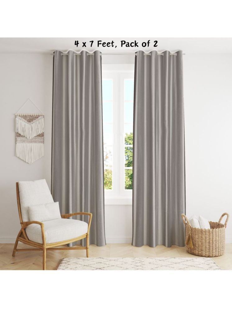     			SWIZIER Solid Room Darkening Eyelet Curtain 7 ft ( Pack of 2 ) - Dark Grey