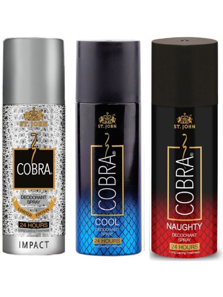     			St. John Cobra Impact ,Cool & Naughty 150ml Each Deodorant Spray for Men 150 ml ( Pack of 3 )