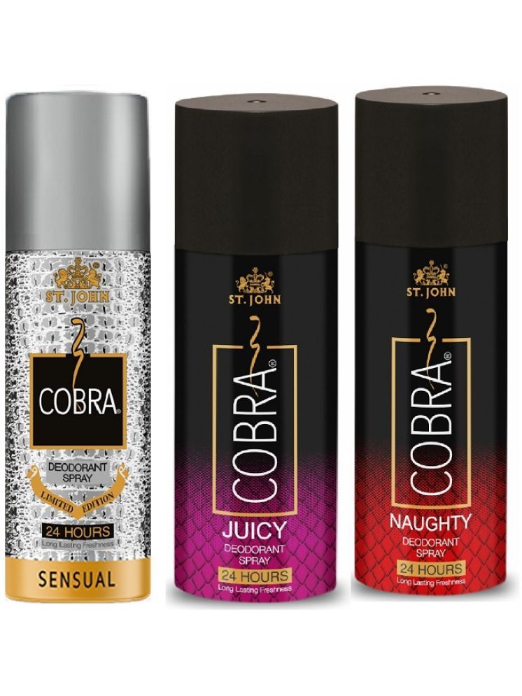     			St. John Cobra Sensual,Juicy ,Naughty 150ml Each Deodorant Spray for Men 150 ml ( Pack of 3 )