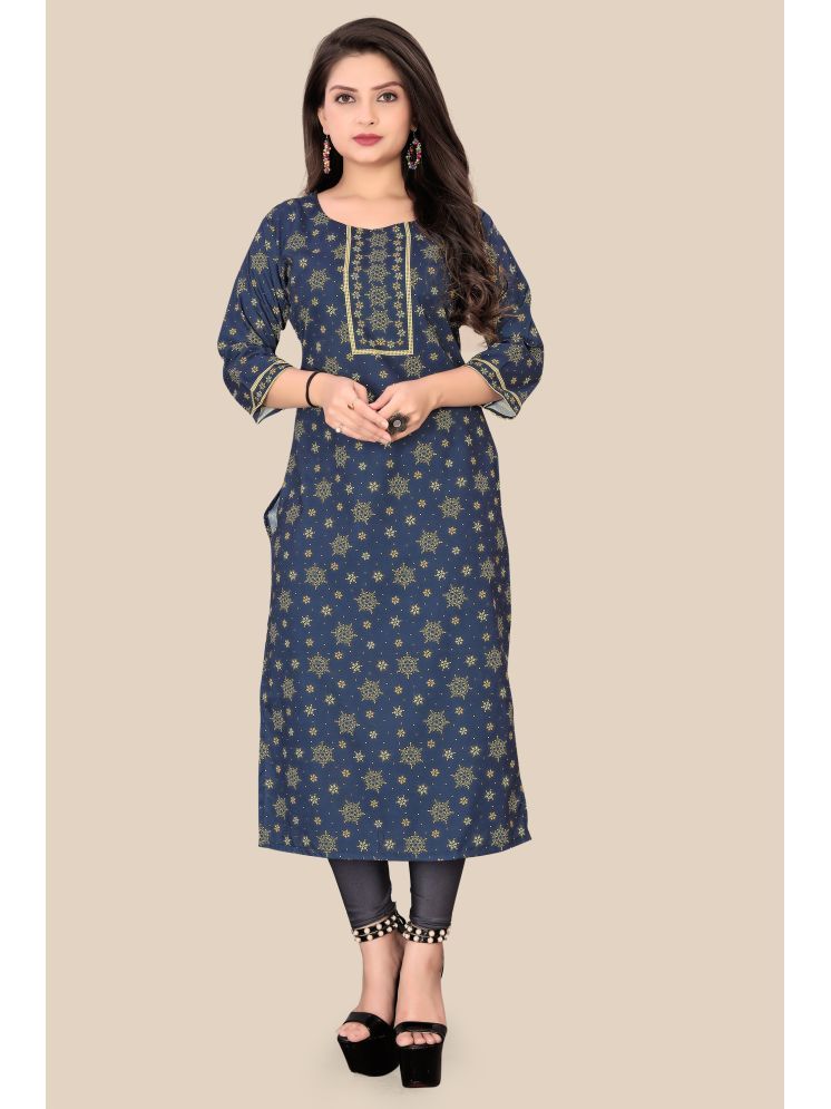     			Sukhvilas Fashion Rayon Flex Printed Straight Women's Kurti - Blue ( Pack of 1 )