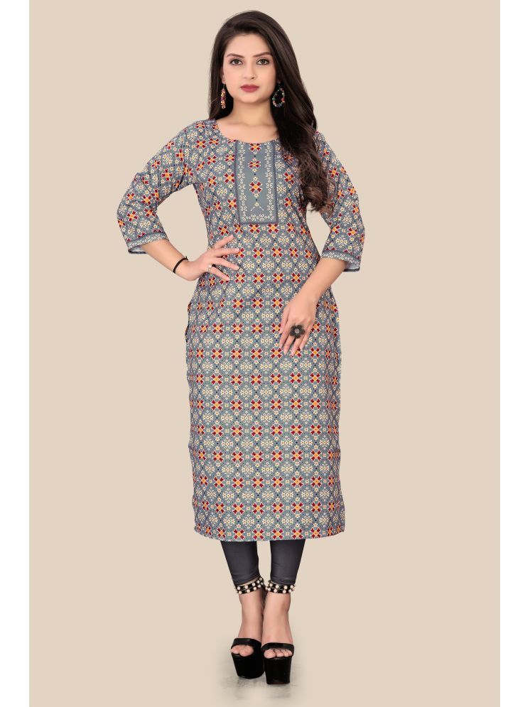     			Sukhvilas Fashion Rayon Flex Printed Straight Women's Kurti - Grey ( Pack of 1 )