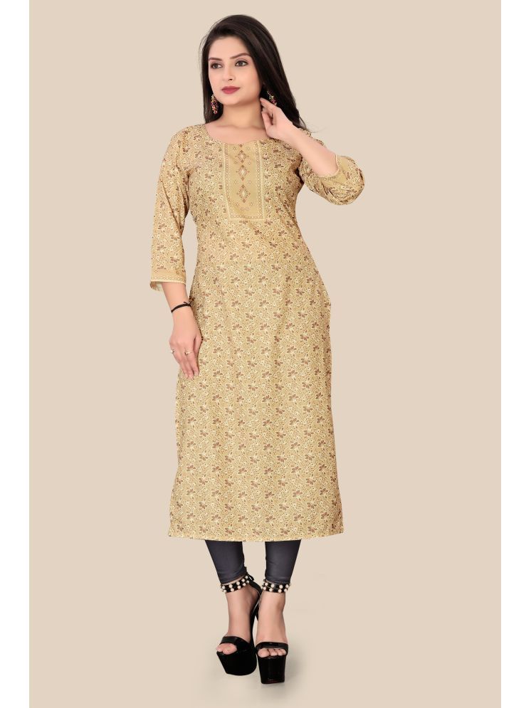     			Sukhvilas Fashion Rayon Flex Printed Straight Women's Kurti - Cream ( Pack of 1 )