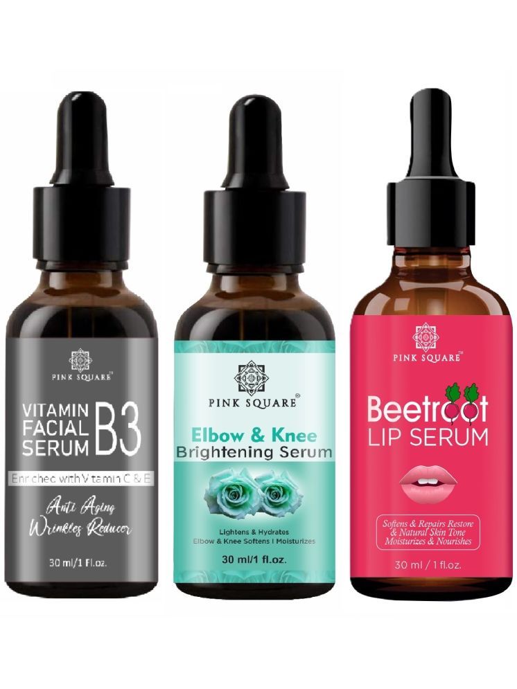     			Vitamin B3 Facial Serum, Elbow and Knee Whitening Serum & Beetroot Lip Serum for Soft Lips (Each,30ml) Combo of 3