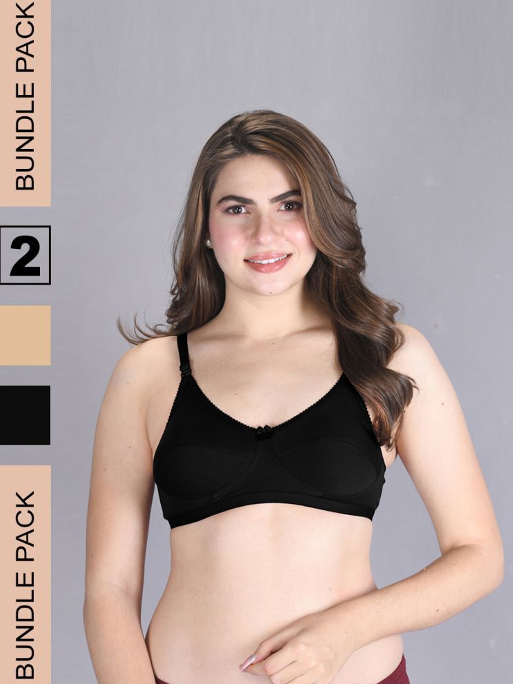     			lux venus Pack of 2 Cotton Non Padded Women's Everyday Bra ( Black ) VEN_BRA162_SK_BLK_2PC