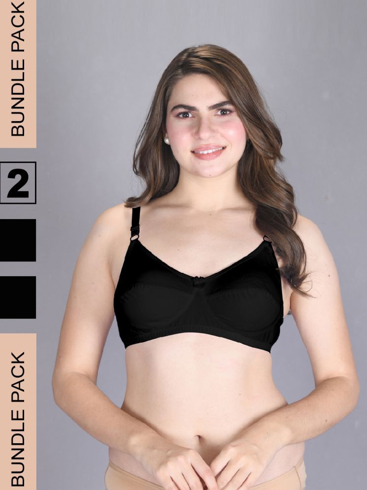     			lux venus Black Cotton Non Padded Women's Everyday Bra ( Pack of 2 )