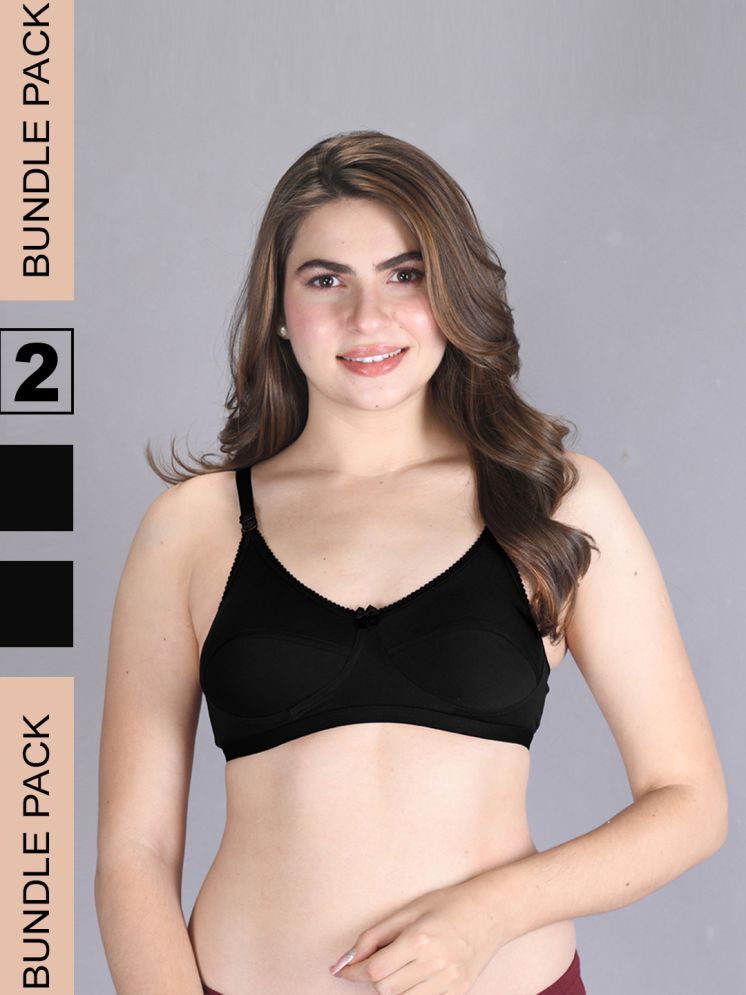     			lux venus Black Cotton Non Padded Women's Everyday Bra ( Pack of 2 )