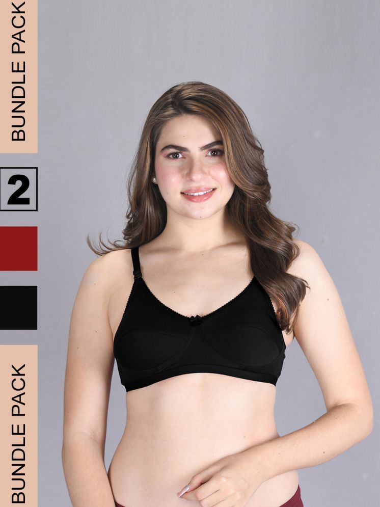     			lux venus Pack of 2 Cotton Non Padded Women's Everyday Bra ( Red ) VEN_BRA162_BLK_RD_2PC