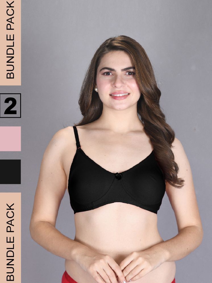     			lux venus Pack of 2 Cotton Non Padded Women's T-Shirt Bra ( Rose Gold ) VEN_BRA163_BLK_ROS_2PC