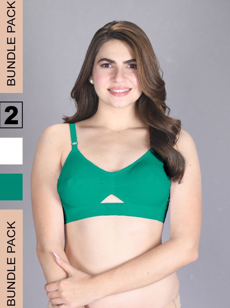     			lux venus Teal Cotton Non Padded Women's Everyday Bra ( Pack of 2 )