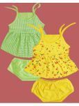 KidzzCart Pack of 2 Baby Girls Cotton Top & Shorts ( Green & Yellow )