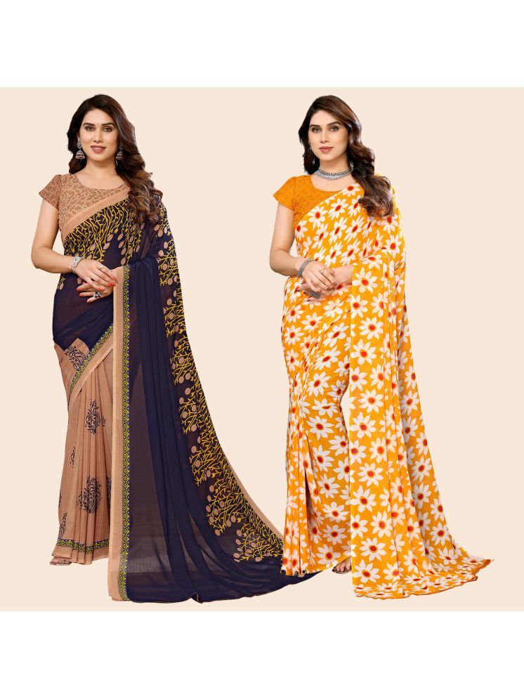     			ANAND SAREES Georgette Printed Saree With Blouse Piece - Multicolour ( Pack of 2 )