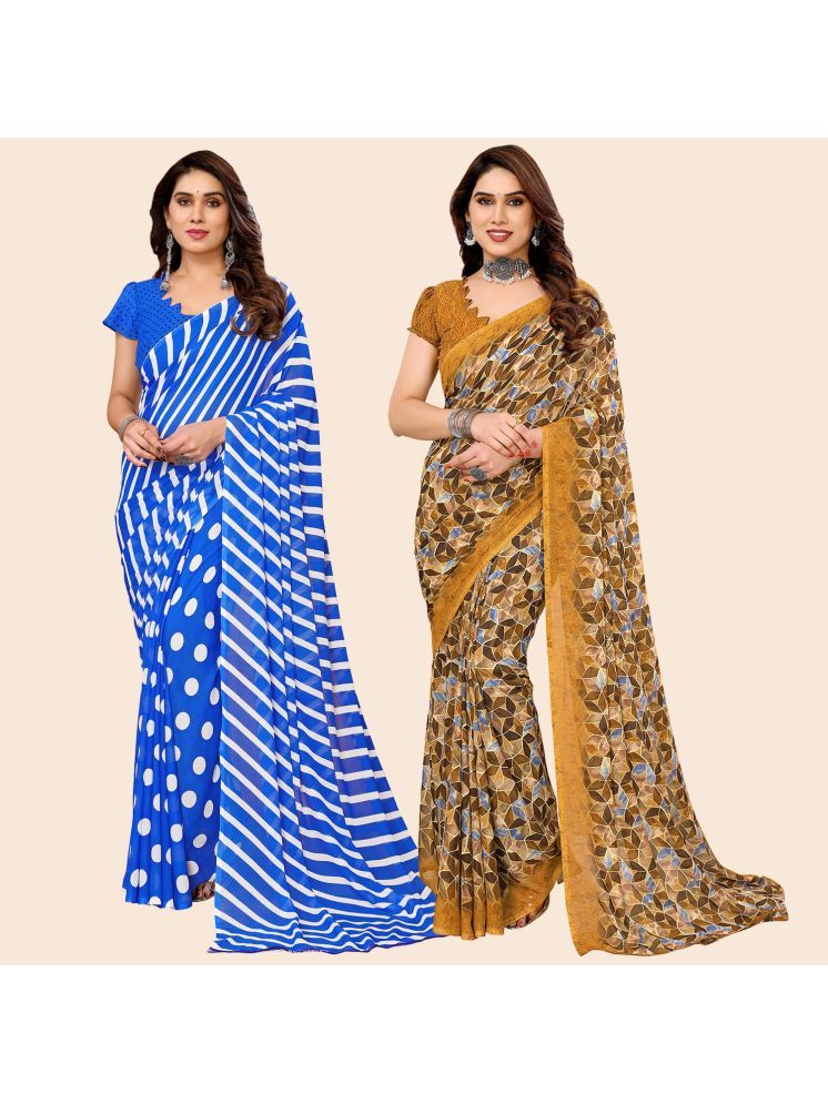     			ANAND SAREES Georgette Printed Saree With Blouse Piece - Multicolour ( Pack of 2 )