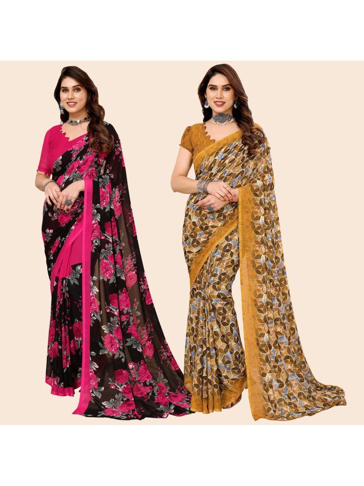     			ANAND SAREES Georgette Printed Saree With Blouse Piece - Multicolour ( Pack of 2 )