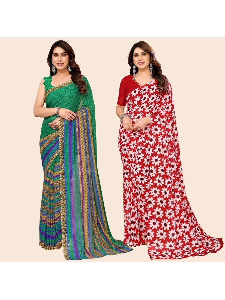     			ANAND SAREES Georgette Printed Saree With Blouse Piece - Multicolour ( Pack of 2 )