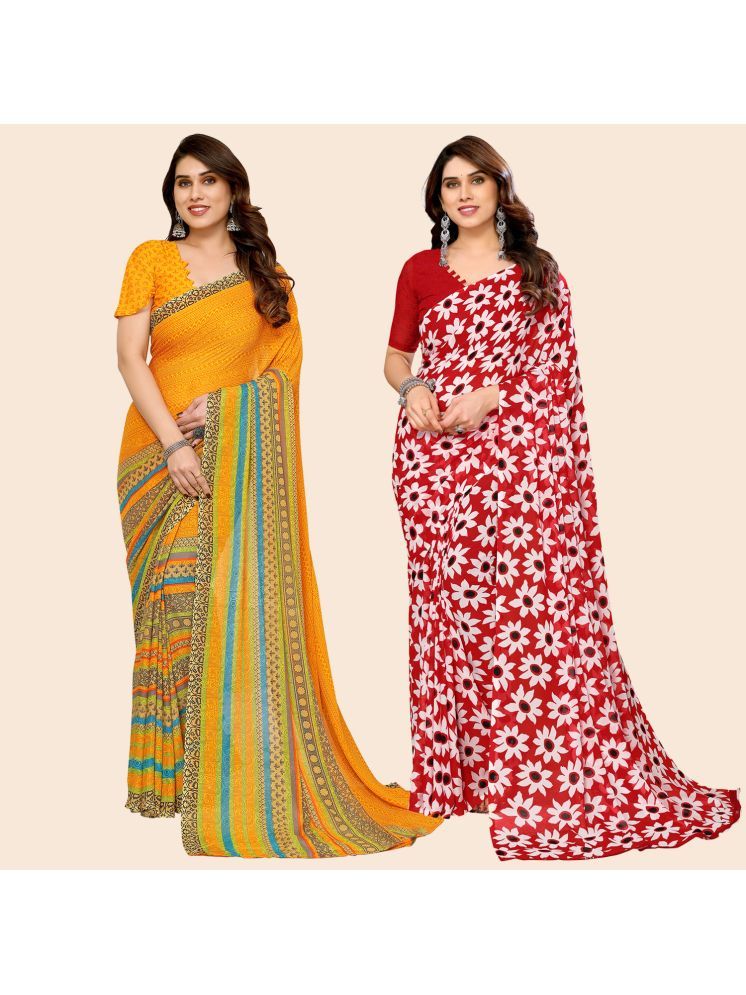     			ANAND SAREES Georgette Printed Saree With Blouse Piece - Multicolour ( Pack of 2 )