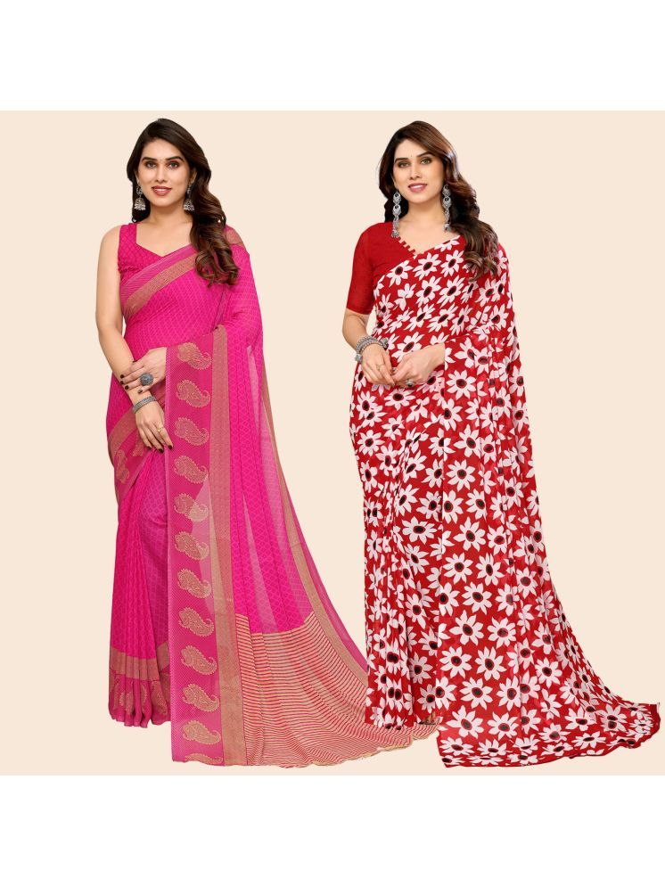     			ANAND SAREES Georgette Printed Saree With Blouse Piece - Multicolour ( Pack of 2 )