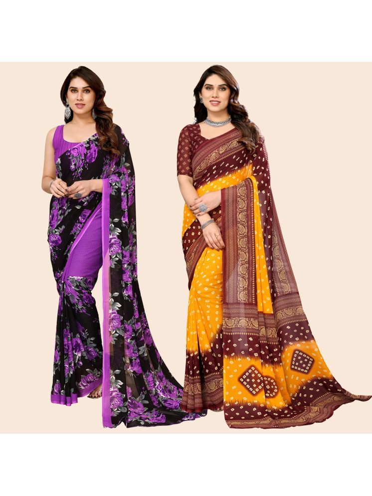     			ANAND SAREES Georgette Printed Saree With Blouse Piece - Multicolour ( Pack of 2 )