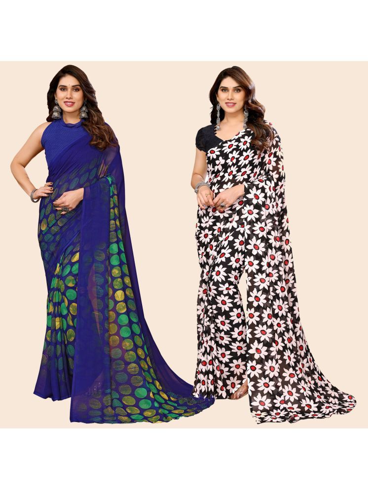     			ANAND SAREES Georgette Printed Saree With Blouse Piece - Multicolour ( Pack of 2 )