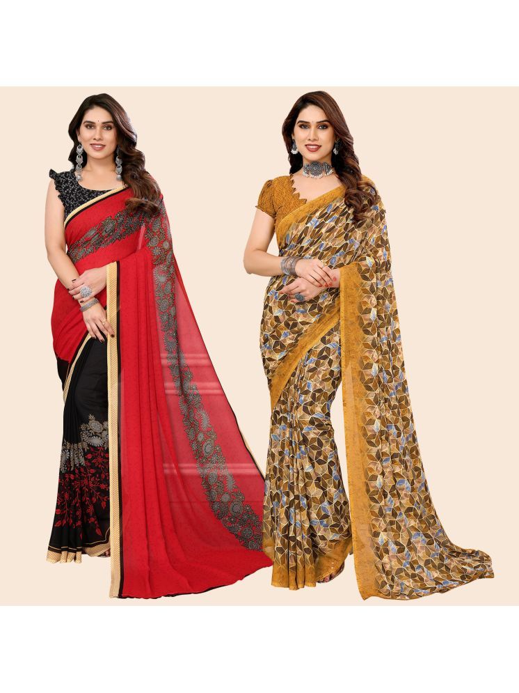     			ANAND SAREES Georgette Printed Saree With Blouse Piece - Multicolour ( Pack of 2 )