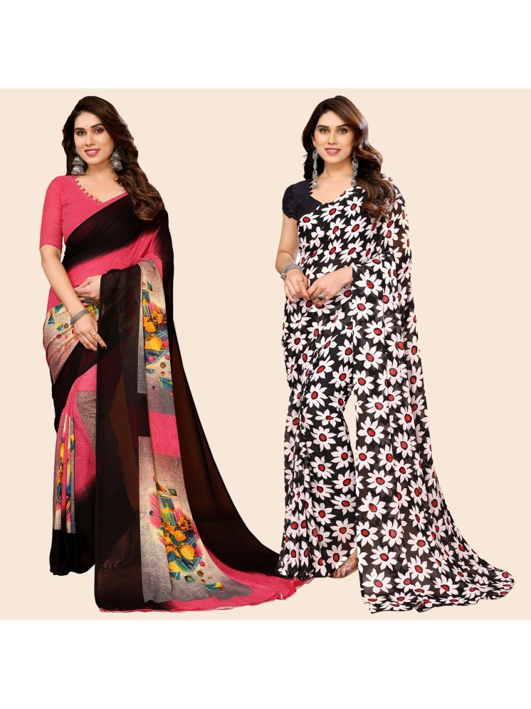     			ANAND SAREES Georgette Printed Saree With Blouse Piece - Multicolour ( Pack of 2 )