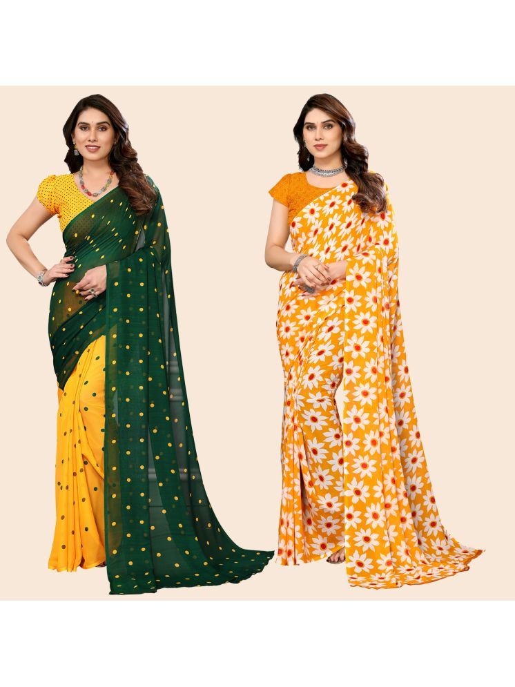     			ANAND SAREES Georgette Printed Saree With Blouse Piece - Multicolour ( Pack of 2 )