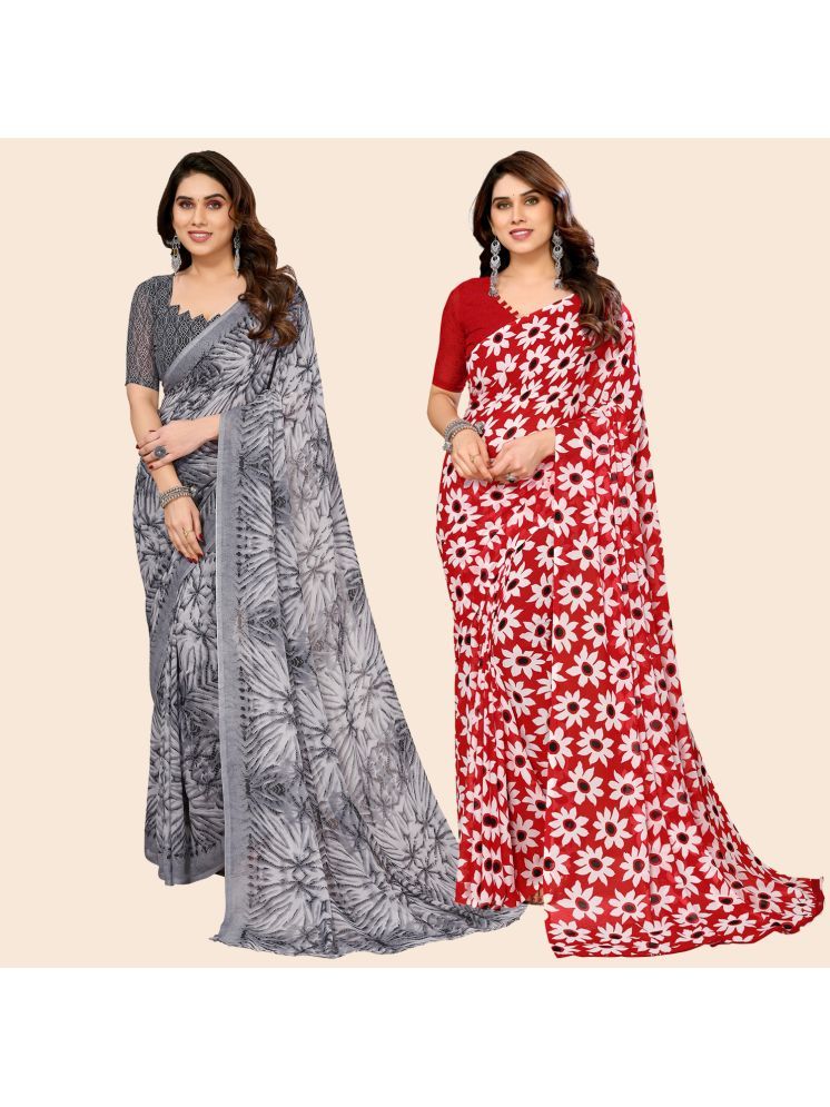     			ANAND SAREES Georgette Printed Saree With Blouse Piece - Multicolour ( Pack of 2 )