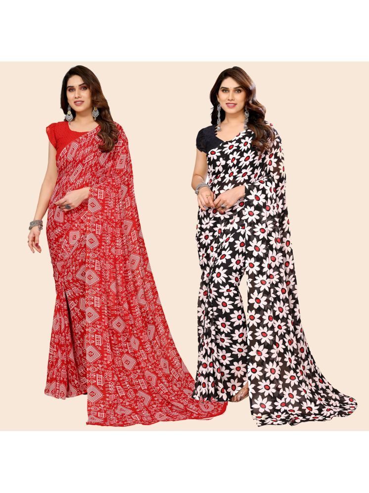     			ANAND SAREES Georgette Printed Saree With Blouse Piece - Multicolour ( Pack of 2 )