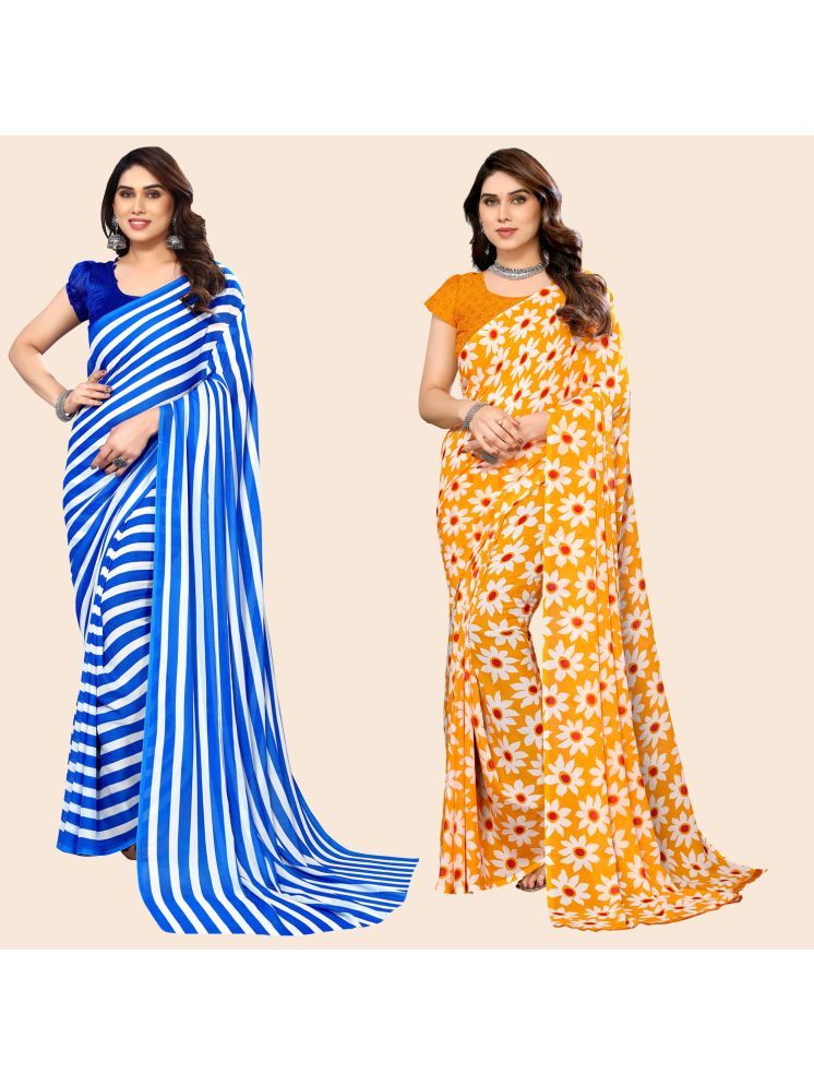     			ANAND SAREES Georgette Printed Saree With Blouse Piece - Multicolour ( Pack of 2 )