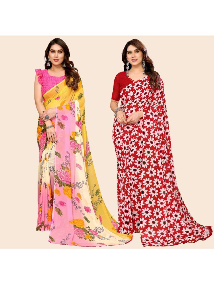     			ANAND SAREES Georgette Printed Saree With Blouse Piece - Multicolour ( Pack of 2 )