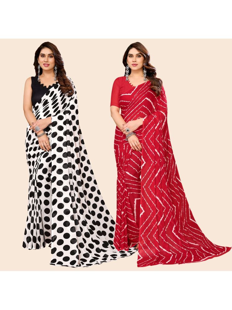     			ANAND SAREES Georgette Printed Saree With Blouse Piece - Multicolour ( Pack of 2 )