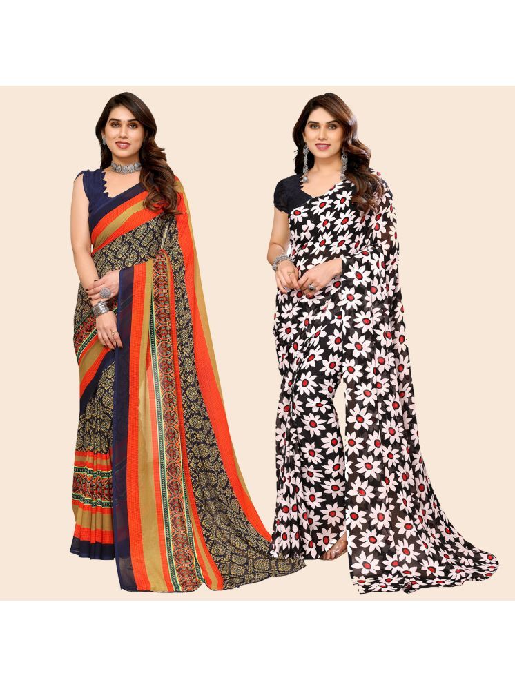     			ANAND SAREES Georgette Printed Saree With Blouse Piece - Multicolour ( Pack of 2 )