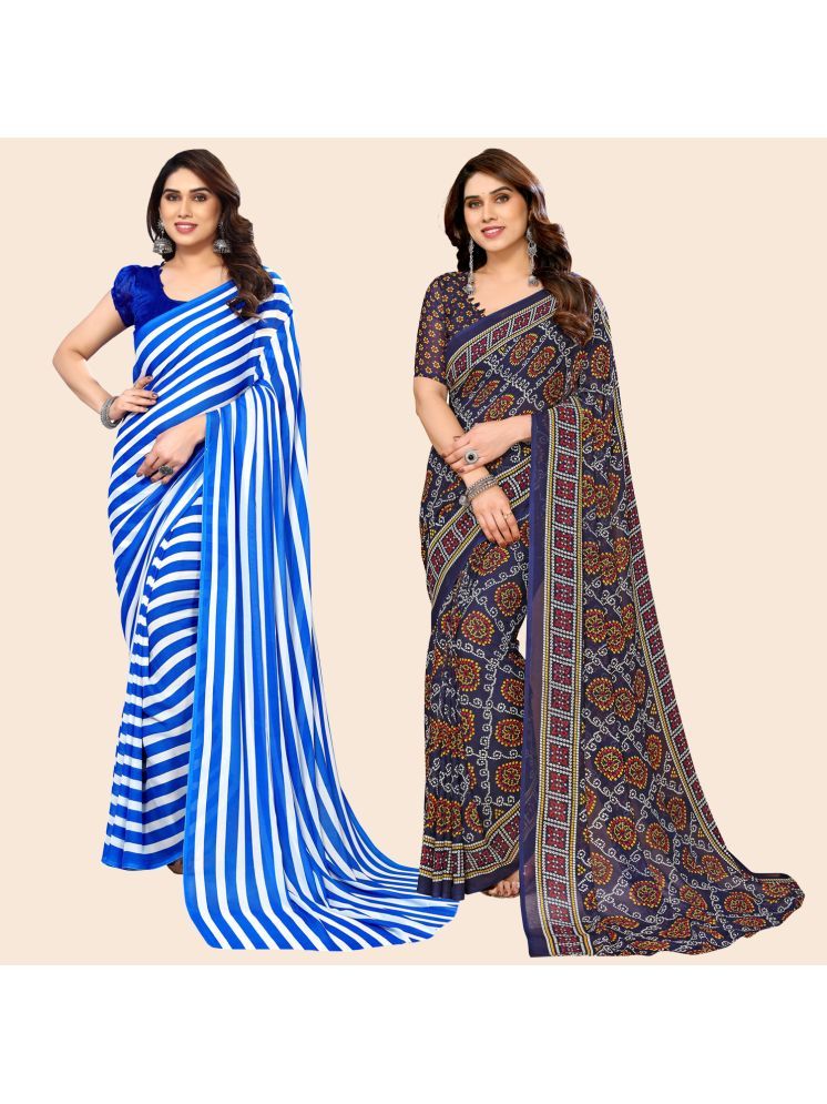     			ANAND SAREES Georgette Printed Saree With Blouse Piece - Multicolour ( Pack of 2 )