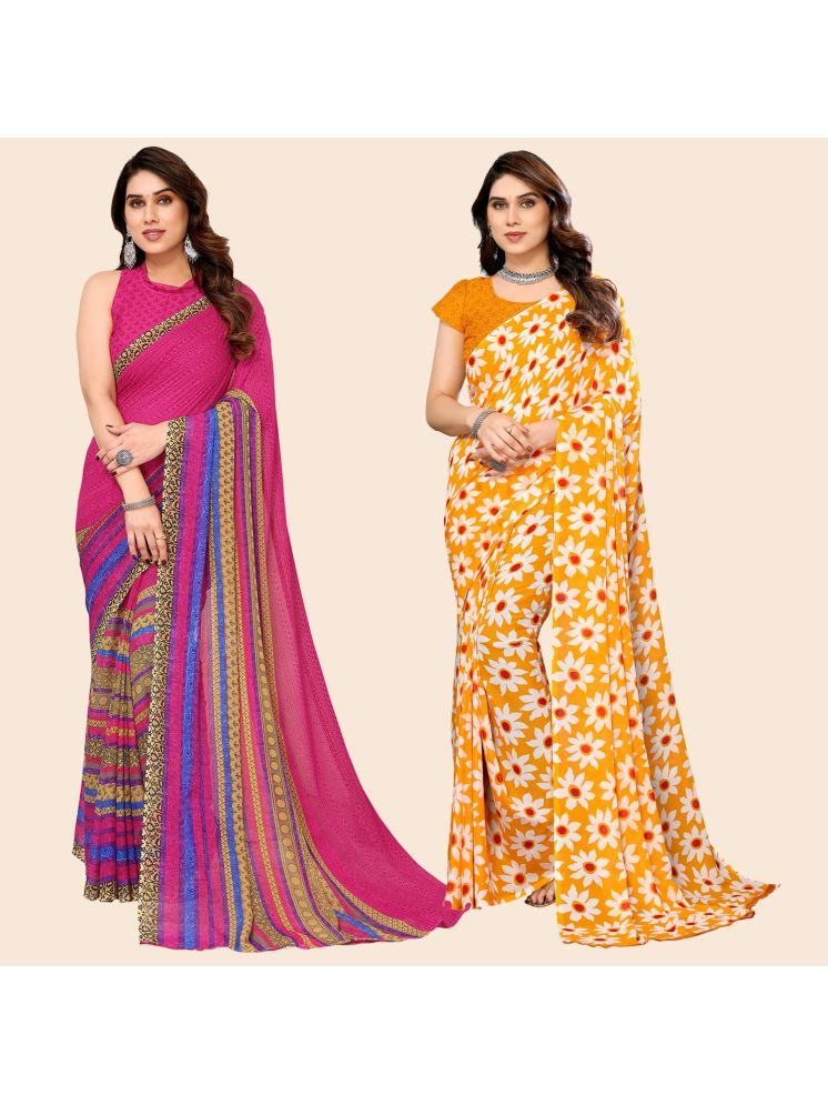     			ANAND SAREES Georgette Printed Saree With Blouse Piece - Multicolour ( Pack of 2 )