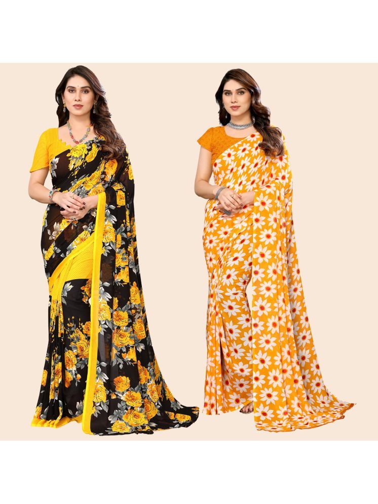     			ANAND SAREES Georgette Printed Saree With Blouse Piece - Multicolour ( Pack of 2 )