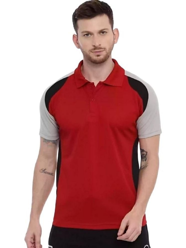     			DAAWEAR OUTFITS Red Polyester Regular Fit Men's Sports Polo T-Shirt ( Pack of 1 )