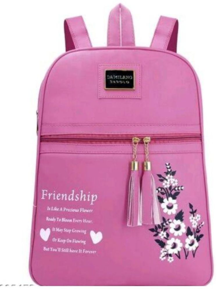     			Darklin Pink PU Backpack