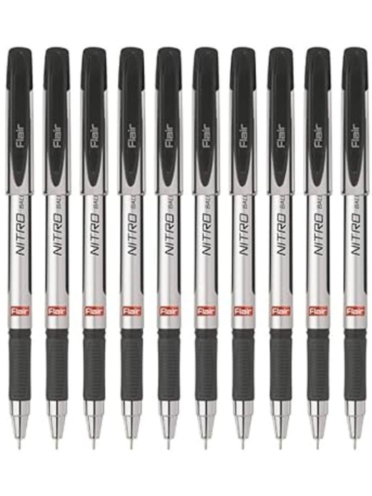     			Flair Nitro 0.7Mm Ball Pen Wallet Pack Black Ink, Set Of 10