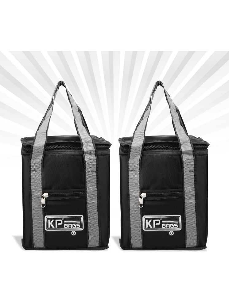     			KP Black Polyester Lunch Bag Pack of 2