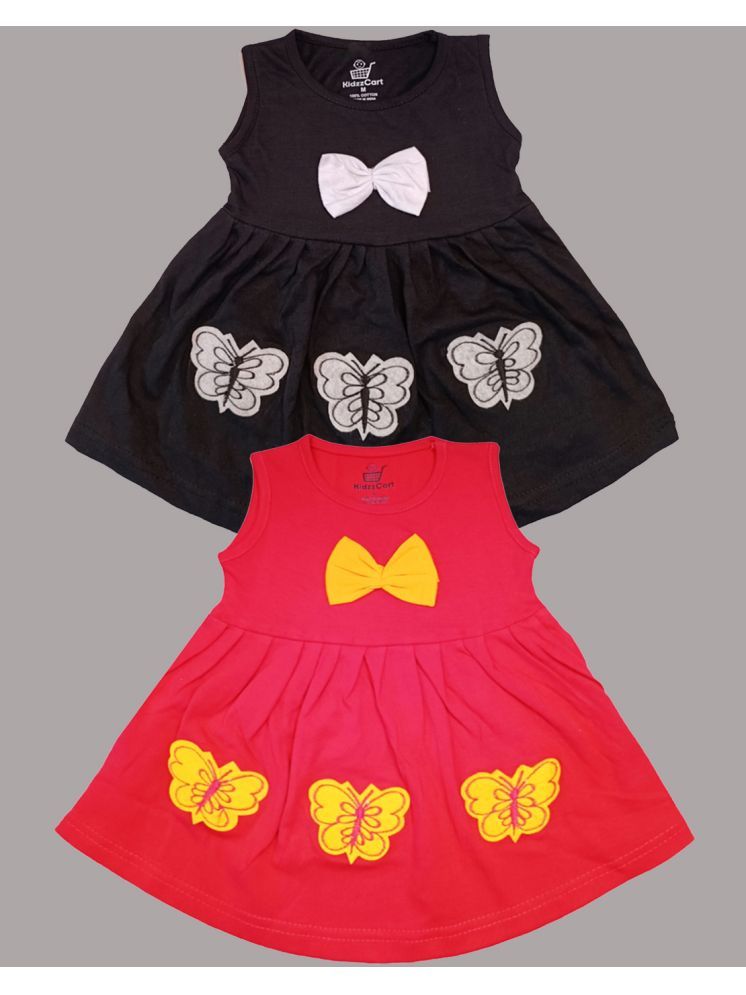     			KidzzCart Pink & Black Cotton Baby Girl Frock ( Pack of 2 )