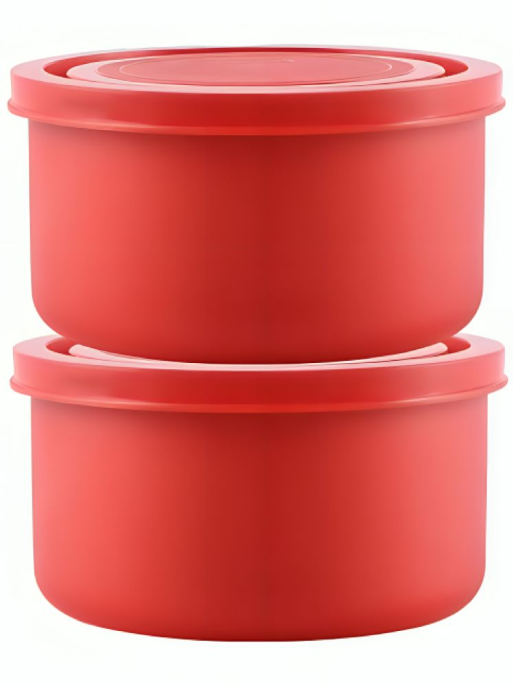     			Kitcorner Alexa Microwave Safe Steel Red Food Container ( Set of 2 )