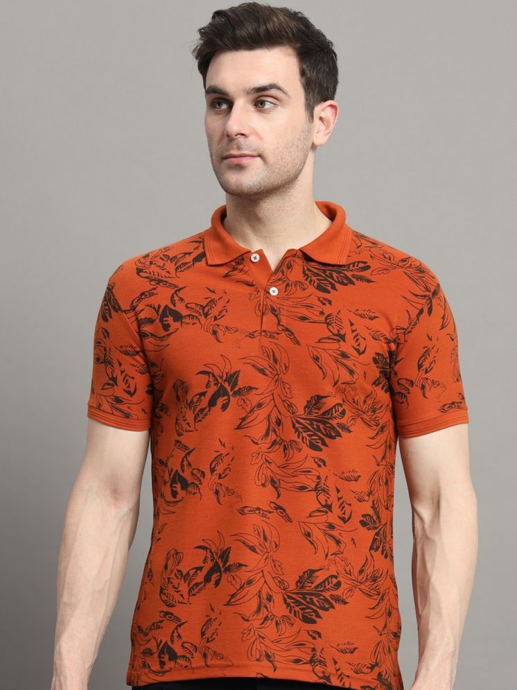     			R.ARHAN PREMIUM Cotton Blend Regular Fit Printed Half Sleeves Men's Polo T Shirt - Rust ( Pack of 1 )