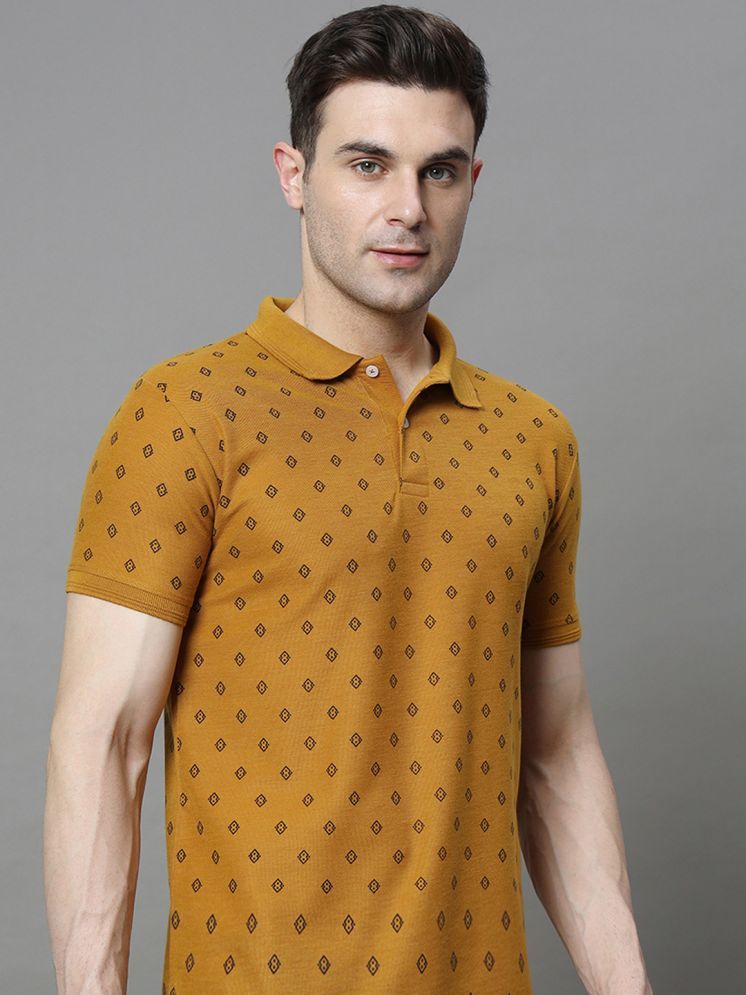     			R.ARHAN PREMIUM Cotton Blend Regular Fit Printed Half Sleeves Men's Polo T Shirt - Mustard ( Pack of 1 )