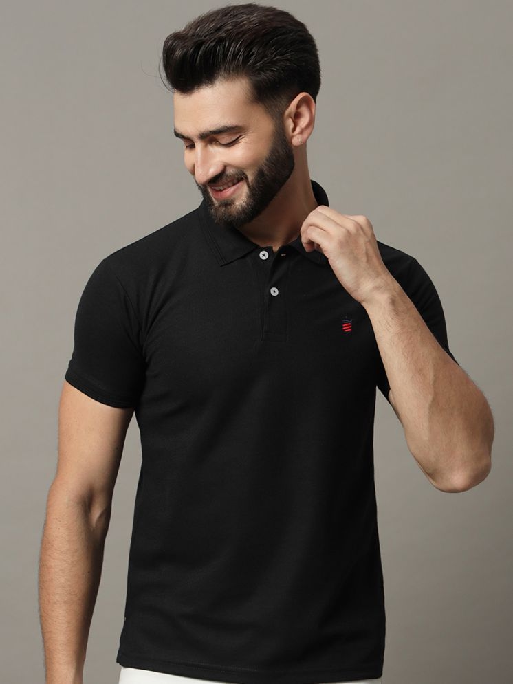     			R.ARHAN PREMIUM Cotton Blend Regular Fit Embroidered Half Sleeves Men's Polo T Shirt - Black ( Pack of 1 )