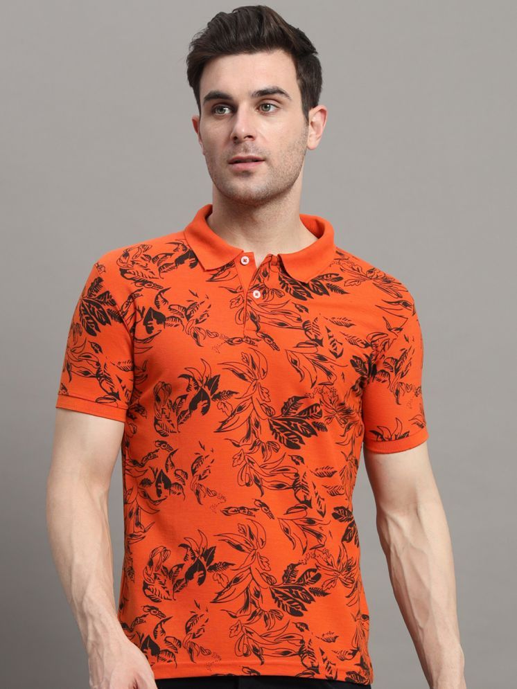     			R.ARHAN PREMIUM Pack of 1 Cotton Blend Regular Fit Printed Half Sleeves Men's Polo T Shirt ( Orange )