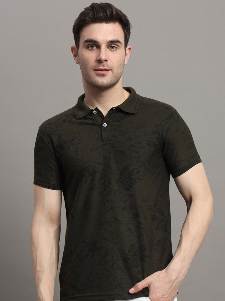     			R.ARHAN PREMIUM Cotton Blend Regular Fit Printed Half Sleeves Men's Polo T Shirt - Olive ( Pack of 1 )