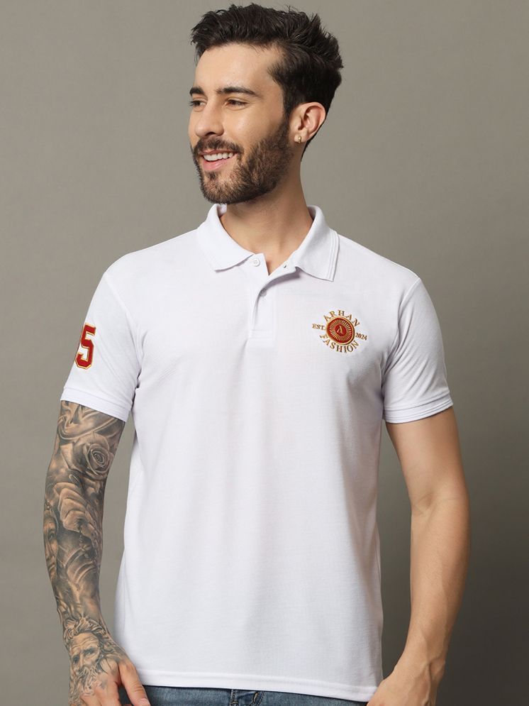     			R.ARHAN PREMIUM Cotton Blend Regular Fit Embroidered Half Sleeves Men's Polo T Shirt - White ( Pack of 1 )