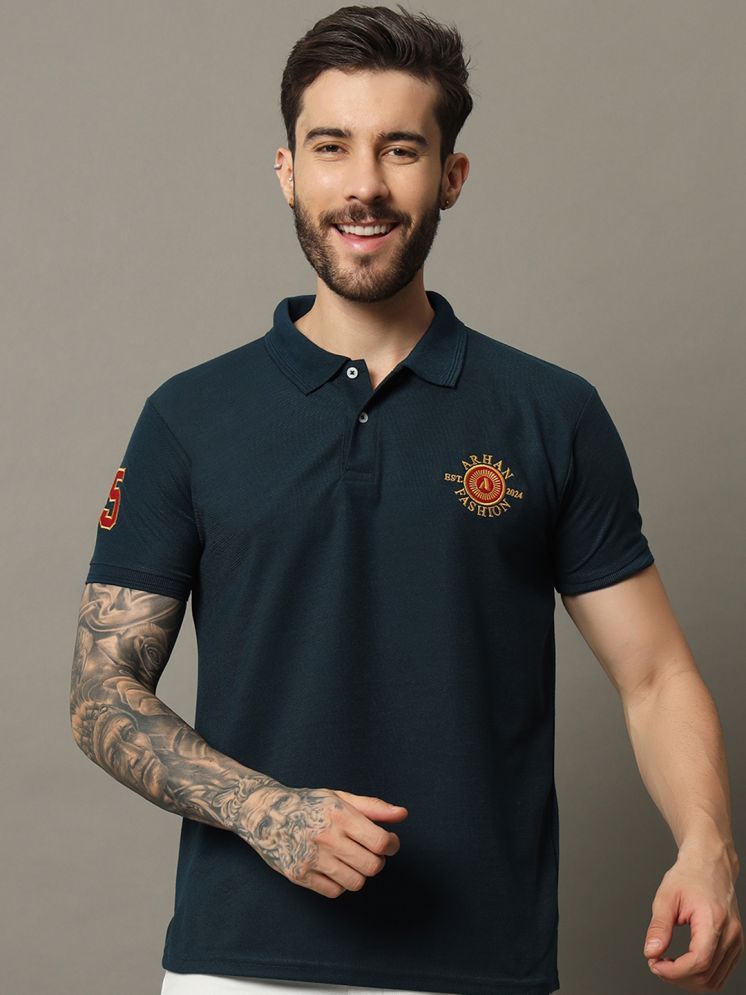     			R.ARHAN PREMIUM Cotton Blend Regular Fit Solid Half Sleeves Men's Polo T Shirt - Dark Green ( Pack of 1 )